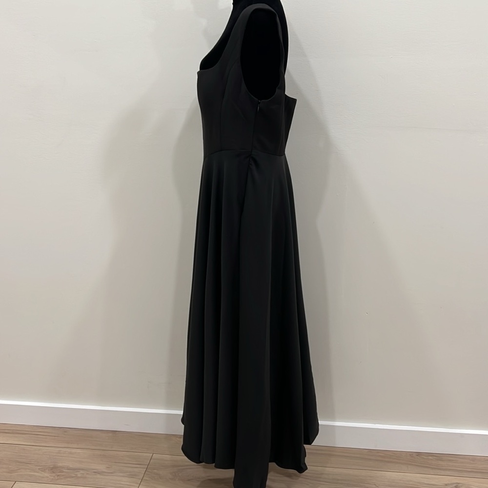 Classic Black Midi Dress - Elegant Square Neck - Picture 7 of 13